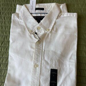 Banana Republic Men's Oxford Collared Shirt White Large